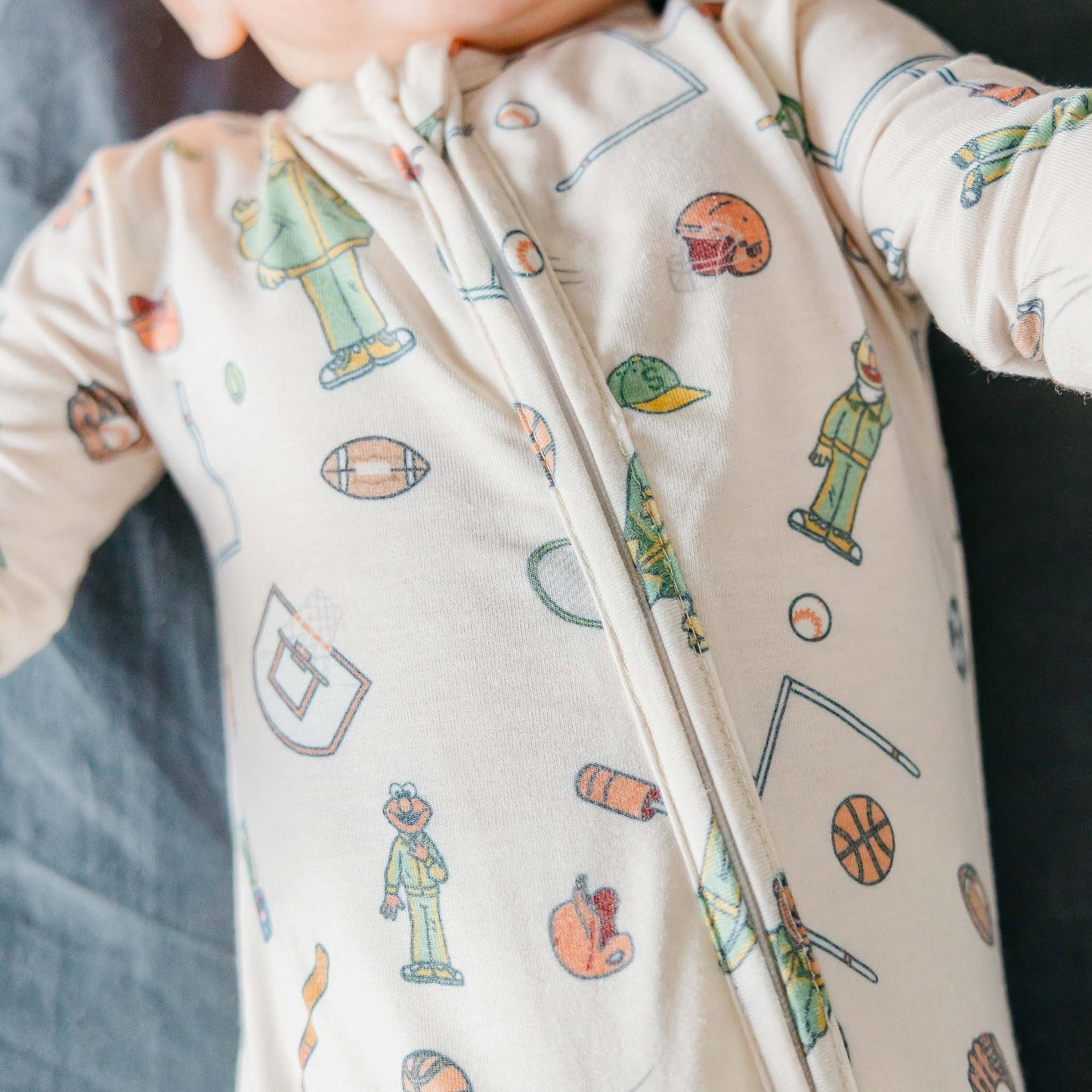 Convertible Zip-Up Footie Pajama - Sesame Street Varsity Friends