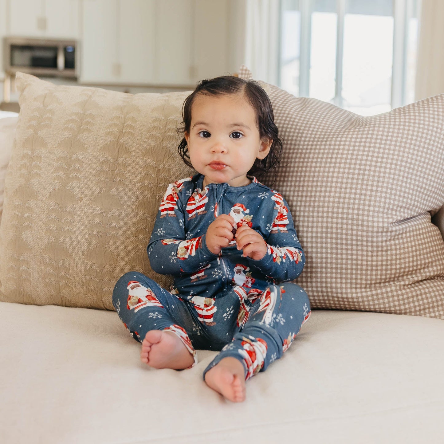 Bamboo Convertible Zip-Up Footie Pajama - Santa Claus