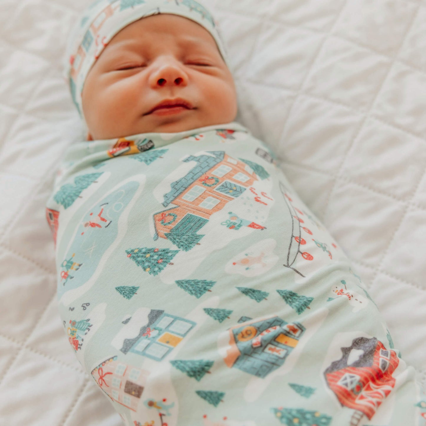 Knit Swaddle Blanket - Snowy Slopes