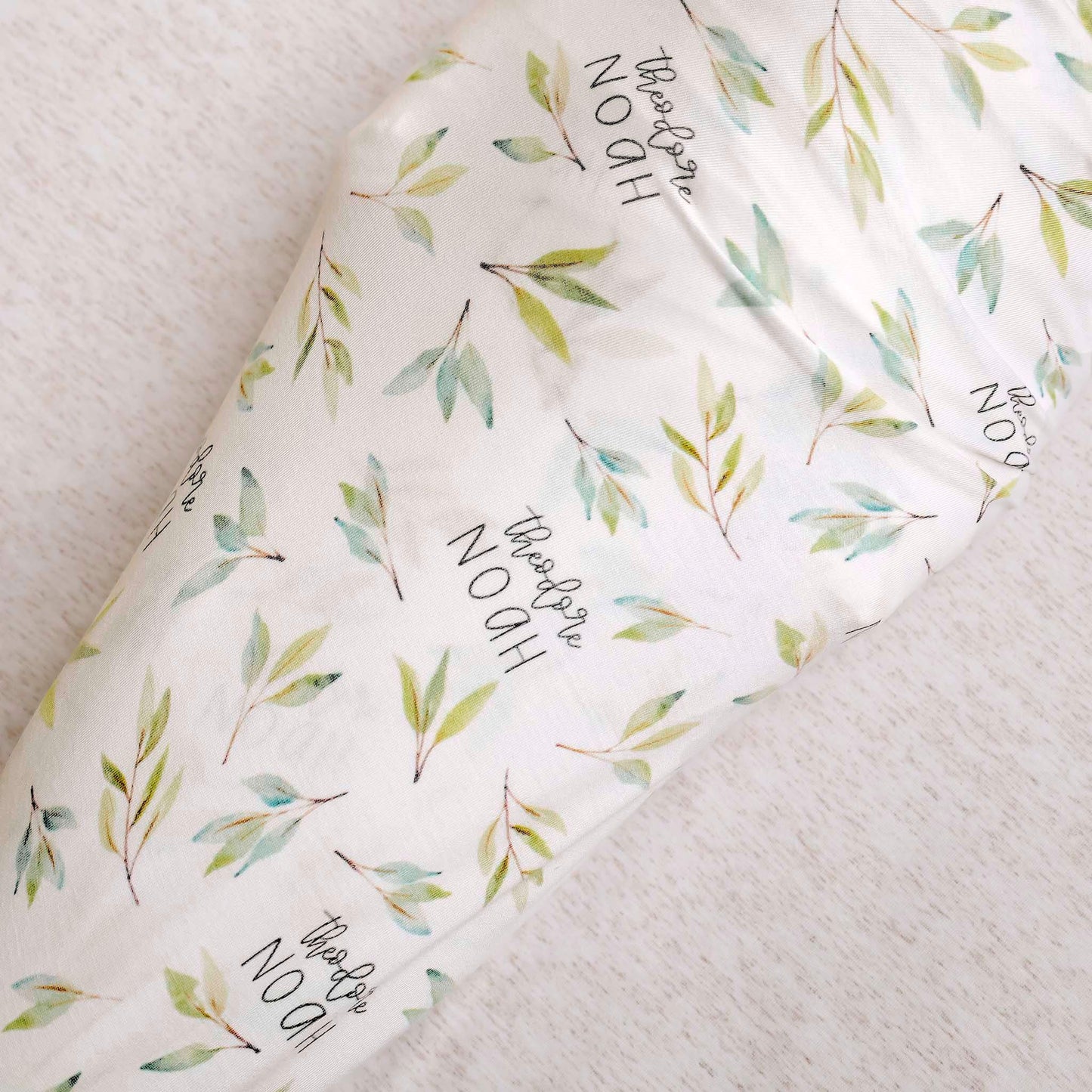 Personalized Baby Name Swaddle Blanket - Greenery