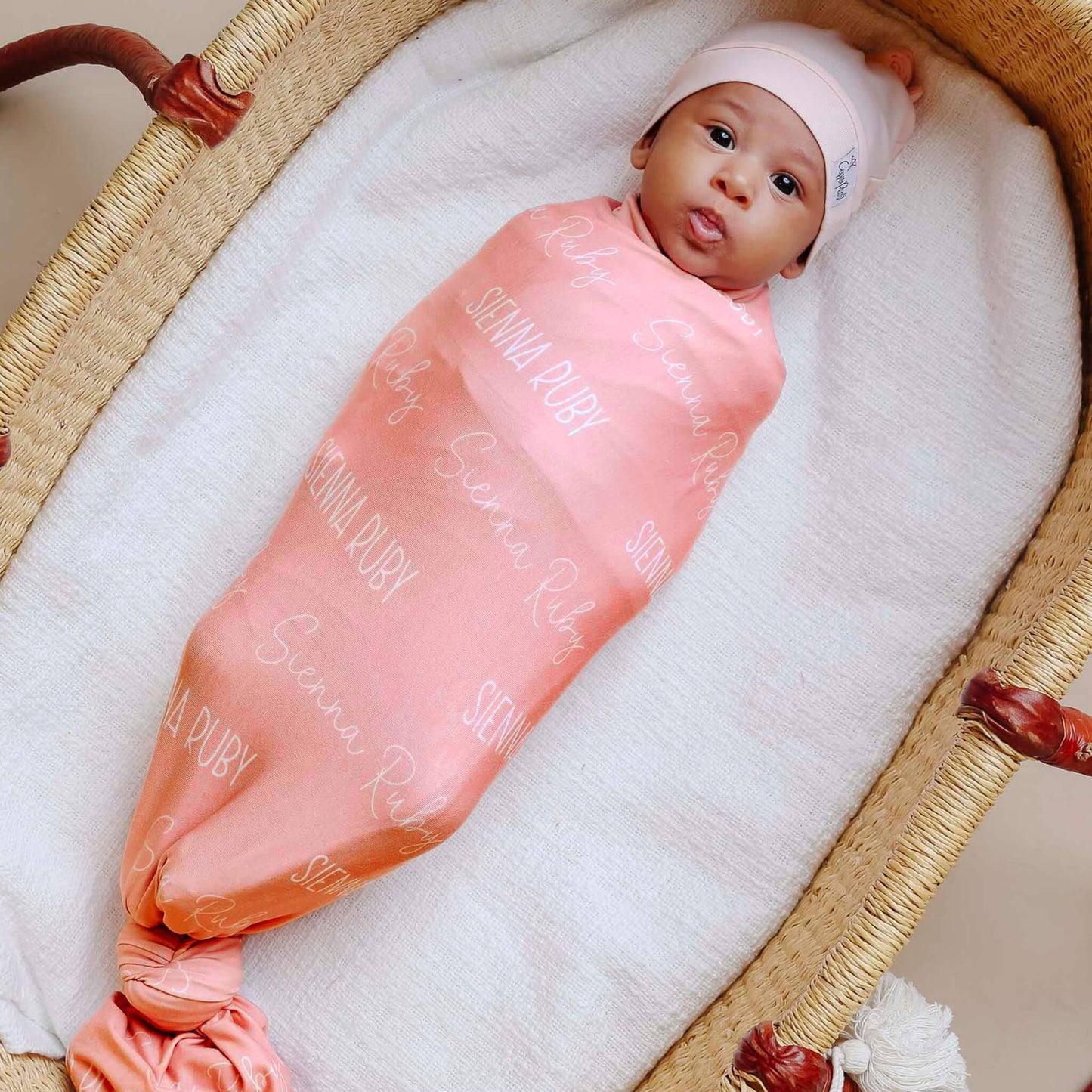 Personalized Baby Name Swaddle Blanket - Peach